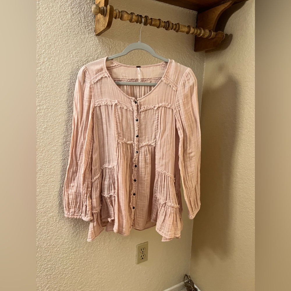 NWOT Free People pink long sleeve tunic Sz XS